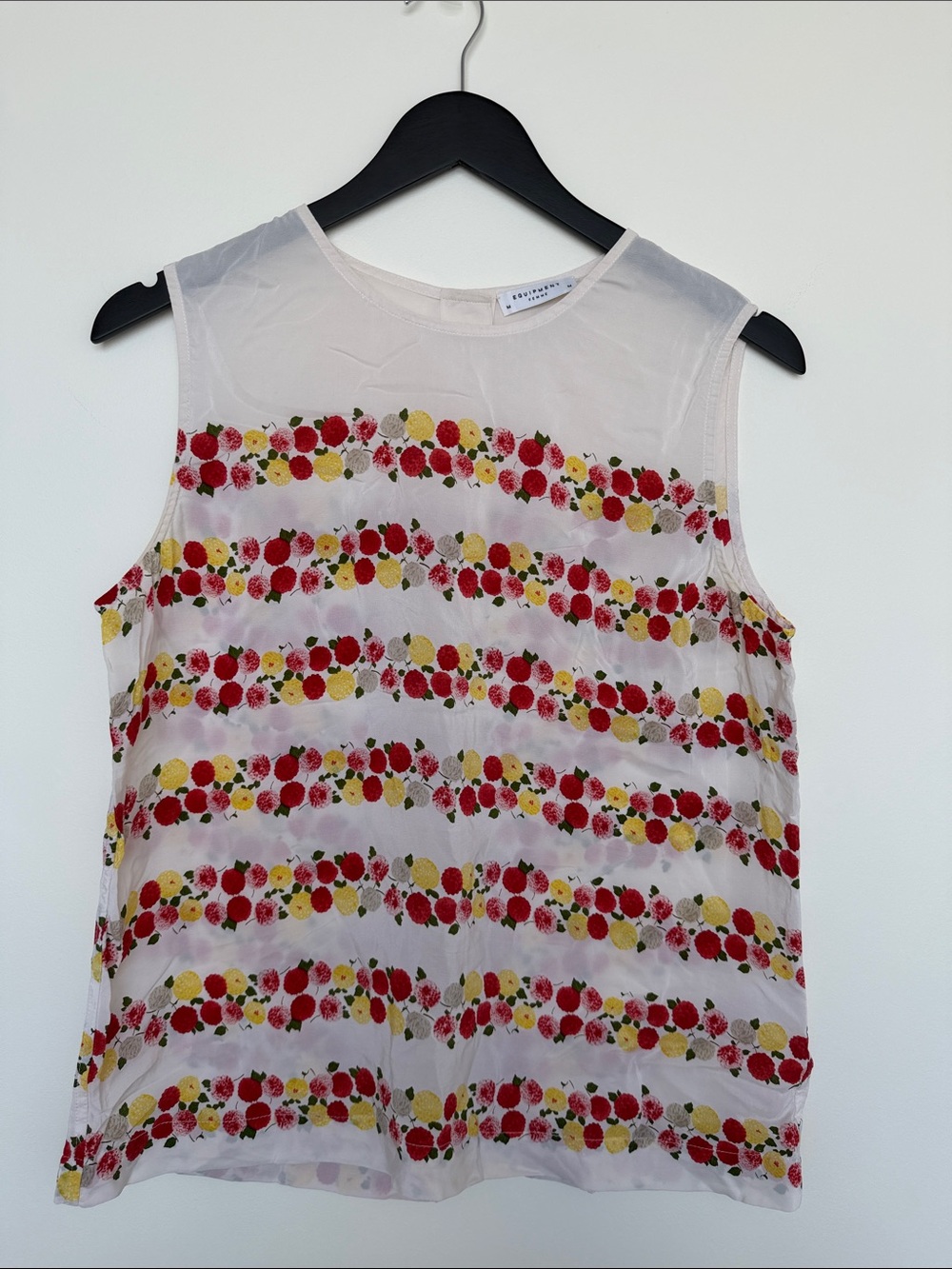 Equipment Sleeveless Floral Stripe Top in White, Red & Yellow